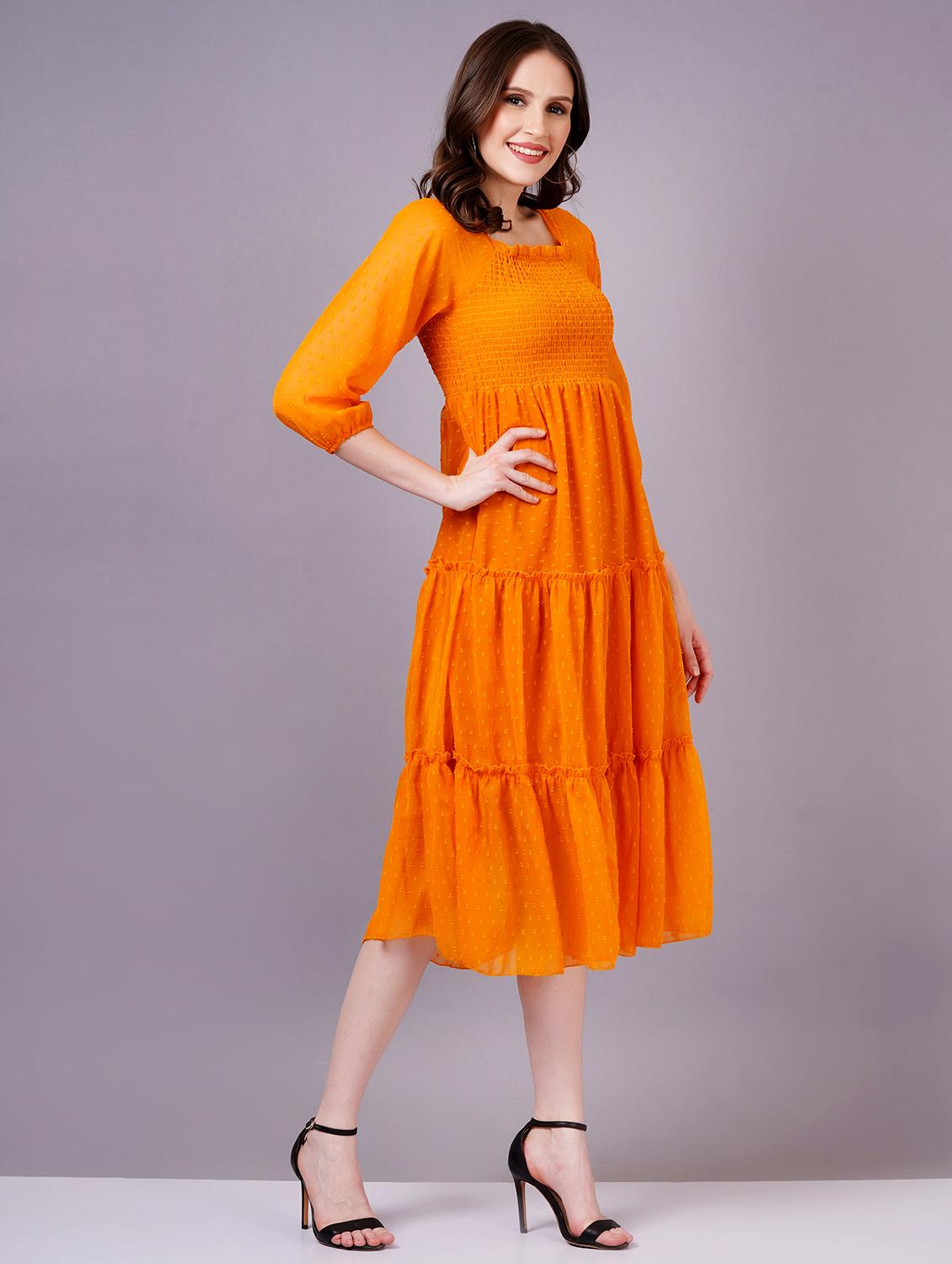 women square neck self-designed tiered dress - 21400352 - Standard Image - 1