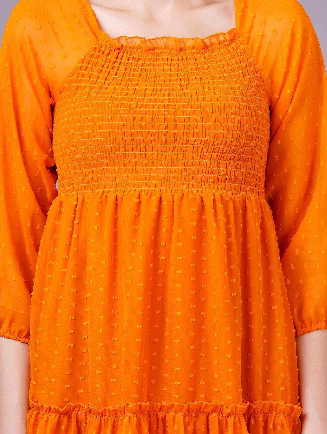 women square neck self-designed tiered dress - 21400352 - Standard Image - 4