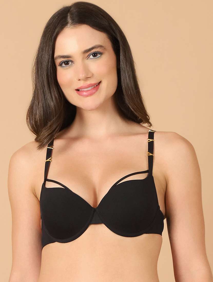 black solid push up bra