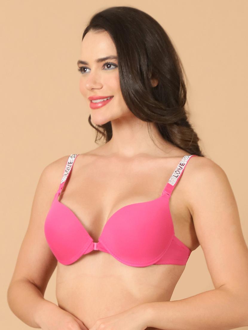 fuchsia solid push up bra - 21400419 -  Standard Image - 1