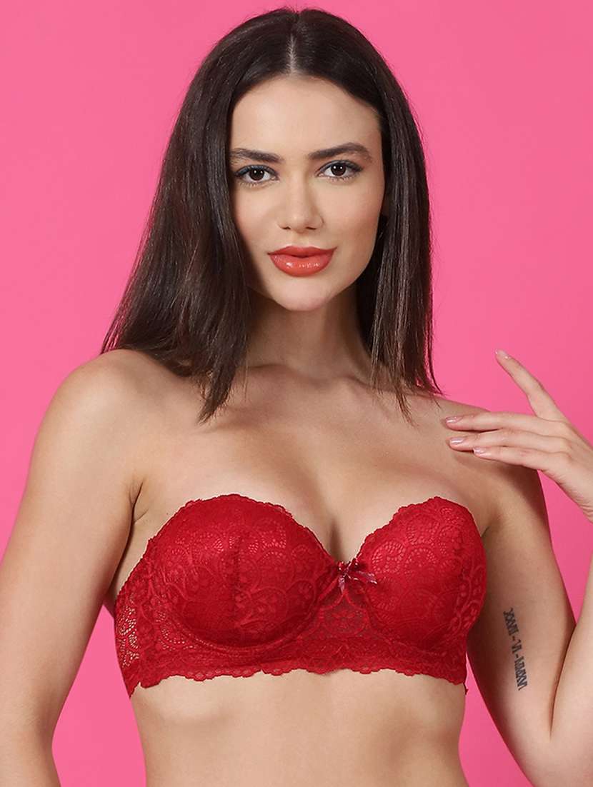 maroon lace balconette bra - 21400431 -  Standard Image - 1