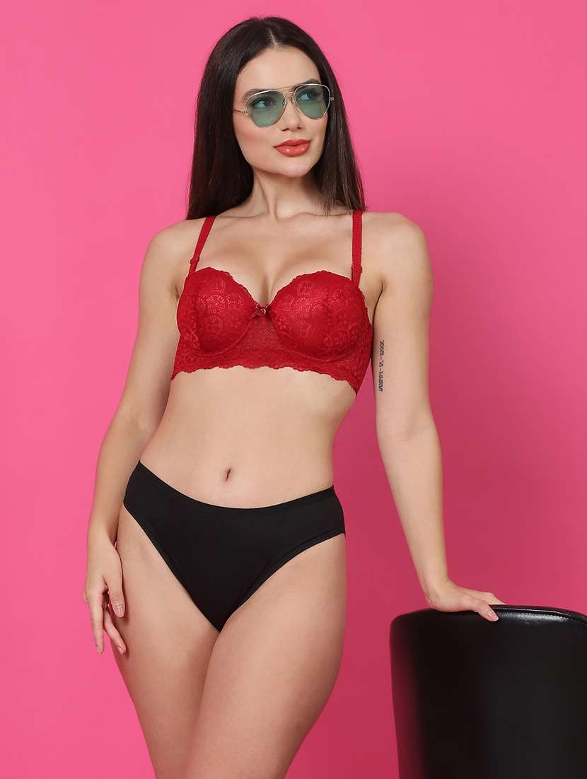 maroon lace balconette bra - 21400431 -  Standard Image - 4