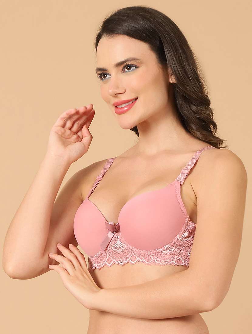pink lace work push up bra - 21400472 - Standard Image - 1