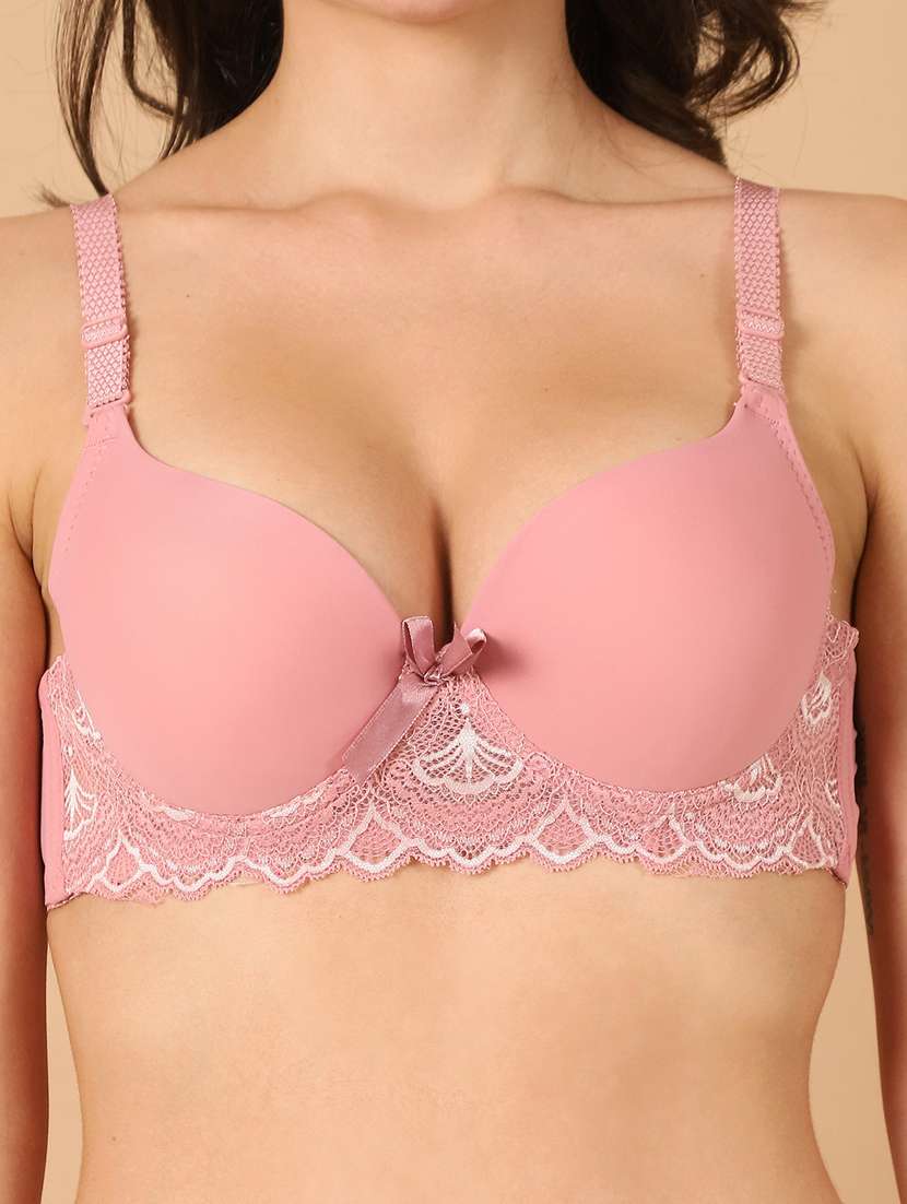 pink lace work push up bra - 21400472 - Standard Image - 6