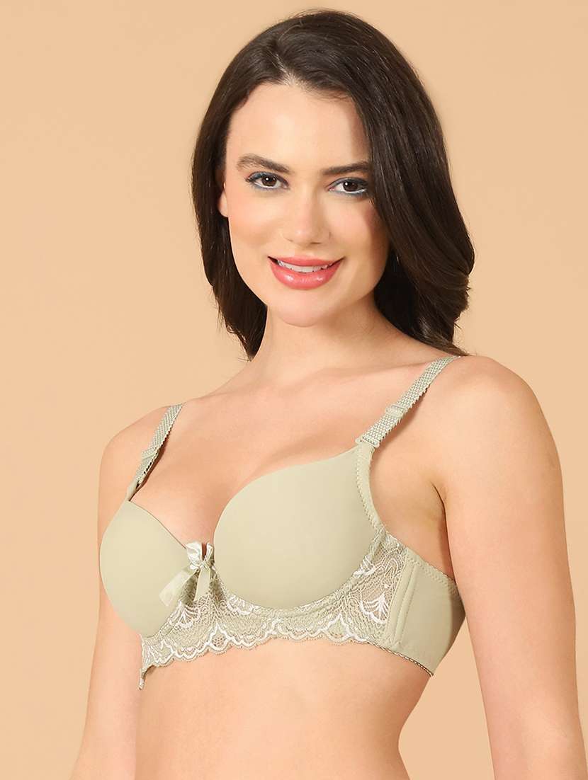 sea green lace work push up bra - 21400475 -  Standard Image - 1