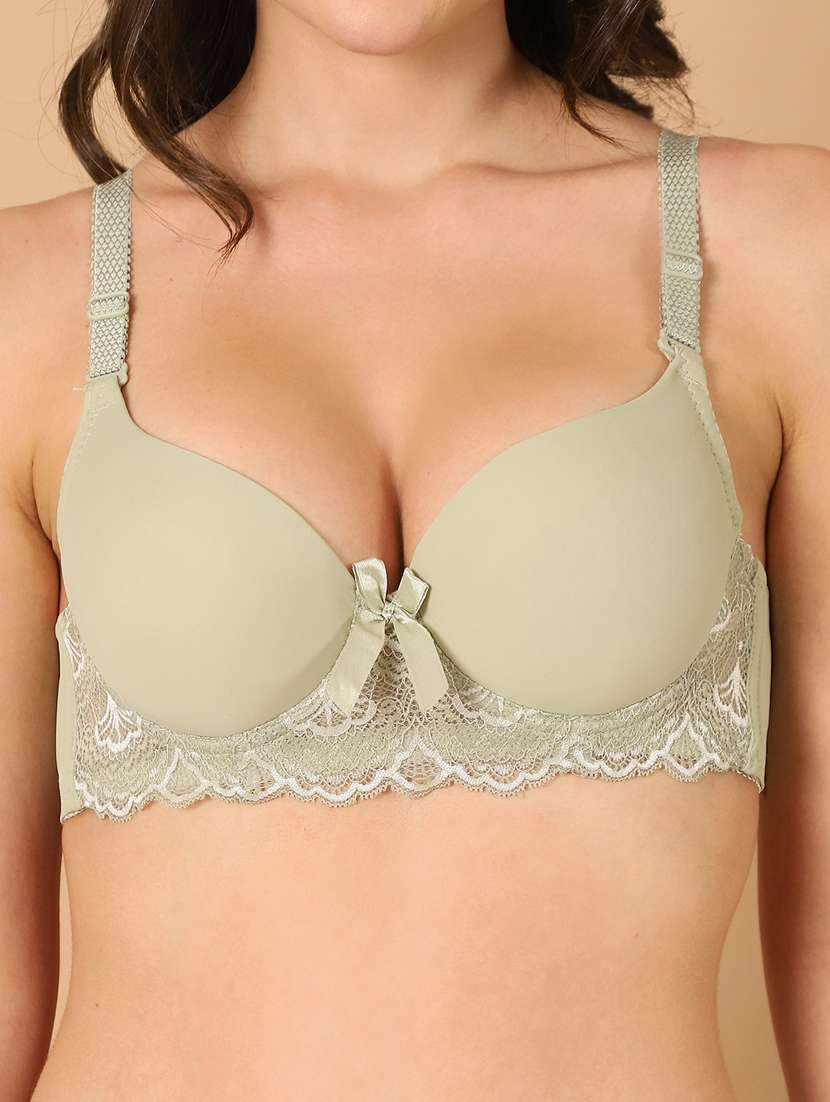 sea green lace work push up bra - 21400475 -  Standard Image - 6
