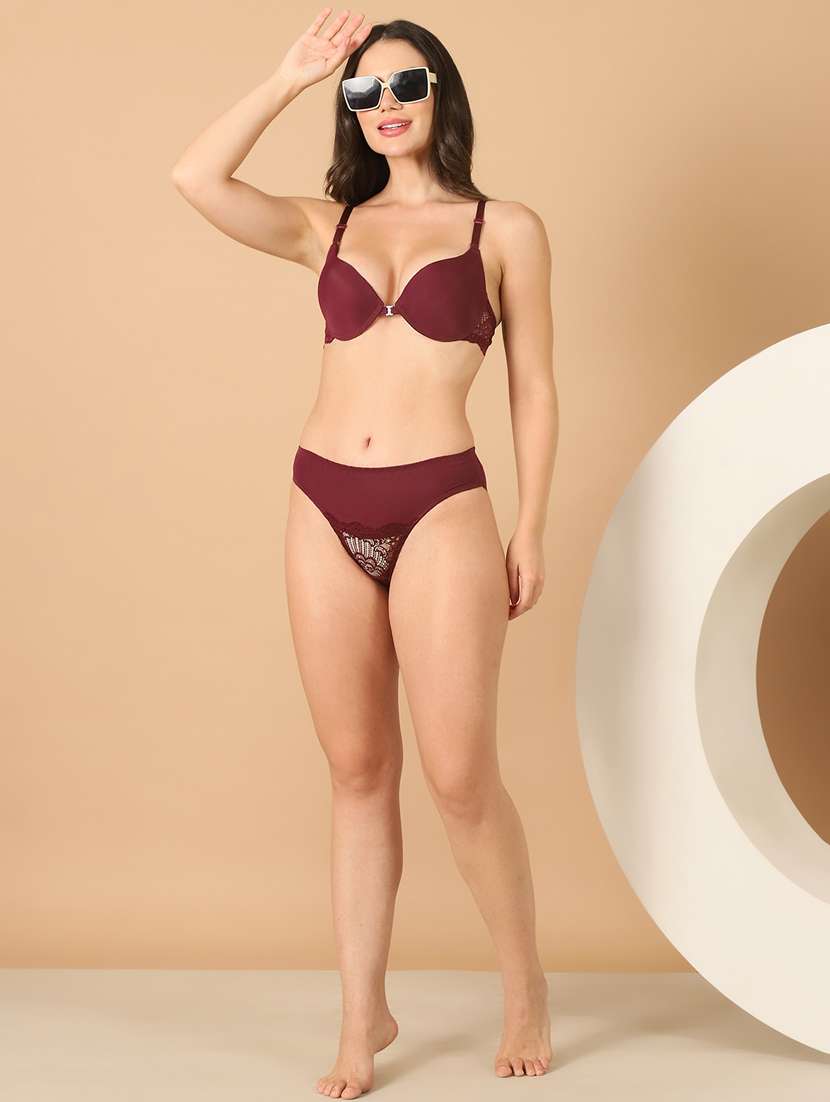 women solid bras and panty set - 21400514 -  Standard Image - 4