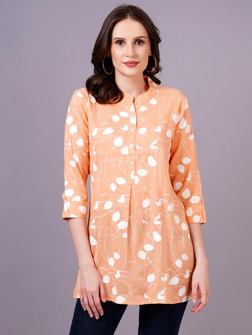 women orange viscose straight kurti - 21400622 -  Standard Image - 0