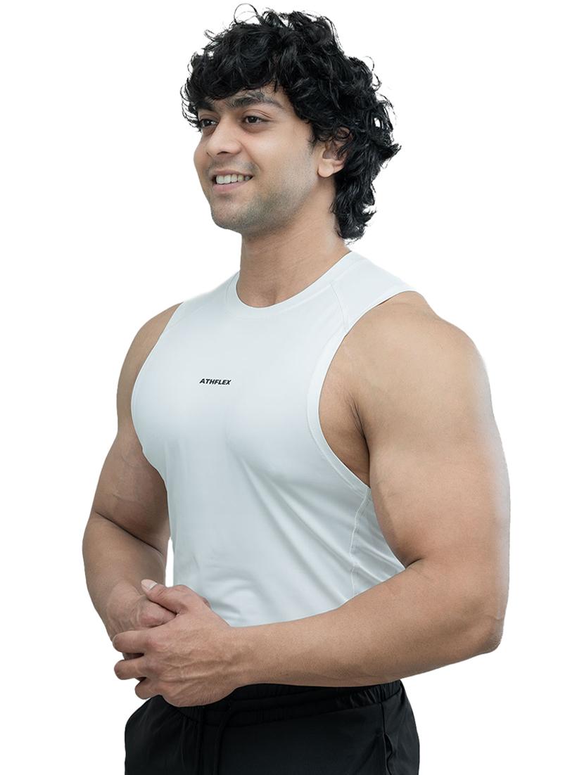 men solid sleeveless active wear t-shirt - 21401577 -  Standard Image - 1