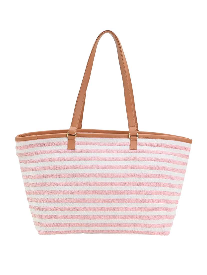pink cotton messenger tote bag