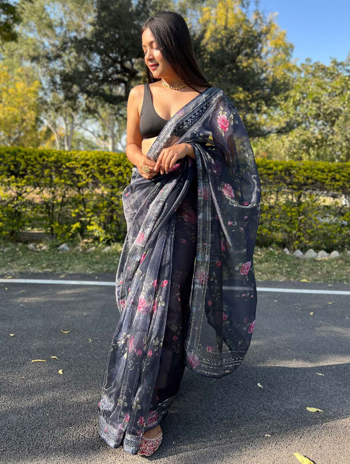 women embroidered saree