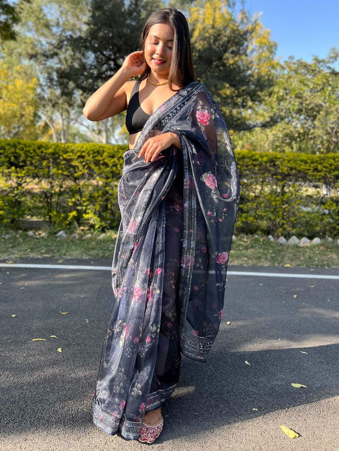 women embroidered saree - 21402057 -  Standard Image - 1