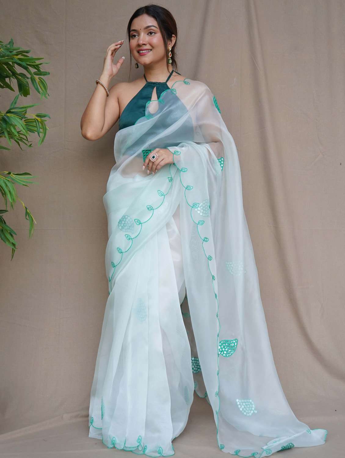 women embroidered saree
