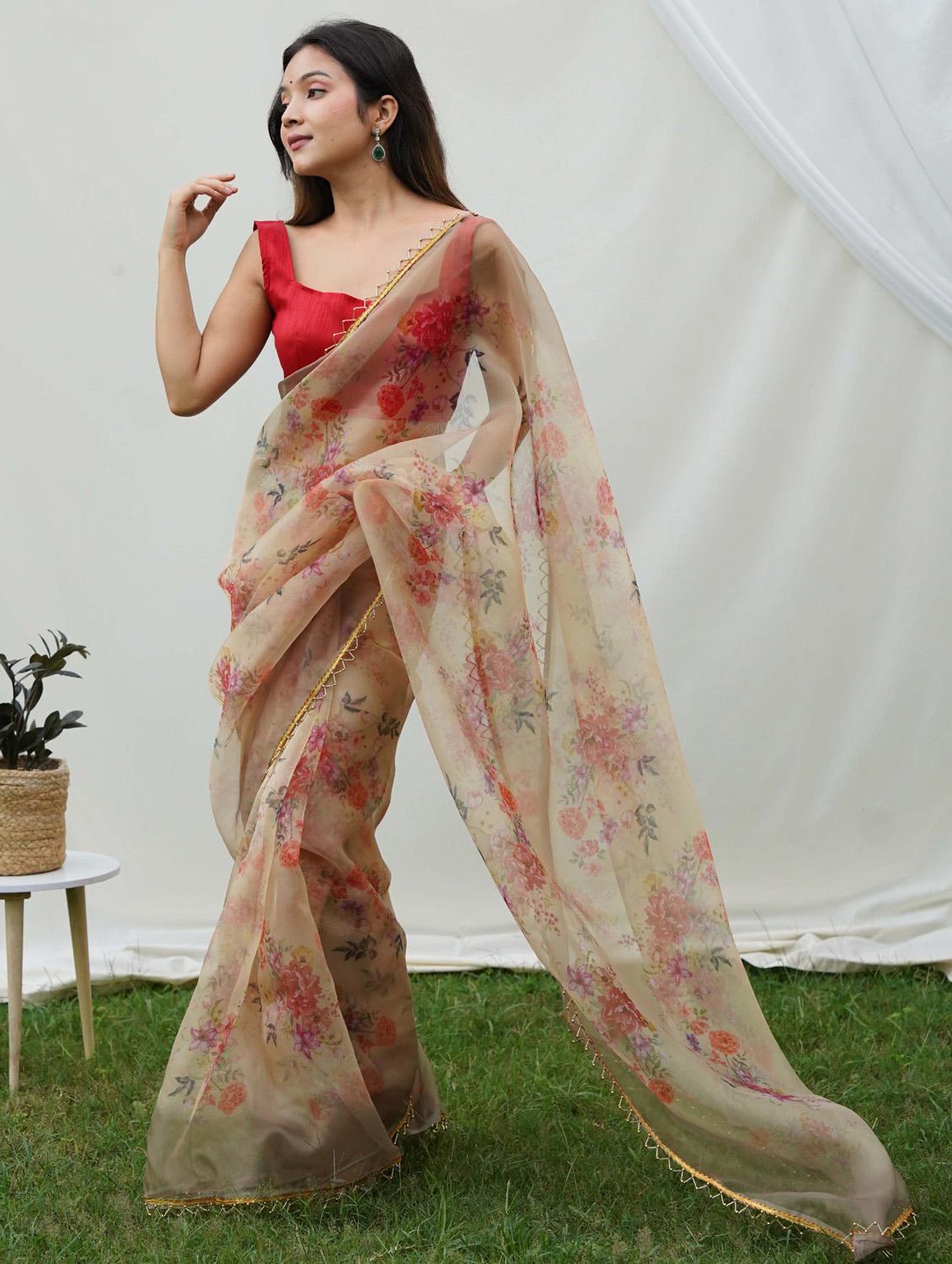 women floral printed saree - 21402122 - Standard Image - 1