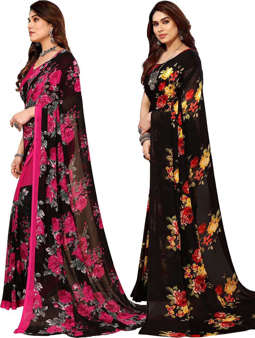 pack of 2 printed casual wear sarees with blouse - 21402367 -  Standard Image - 1