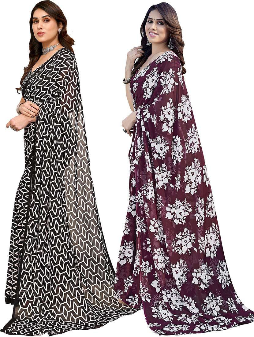 pack of 2 multi colored combo saree with blouse - 21402371 -  Standard Image - 1