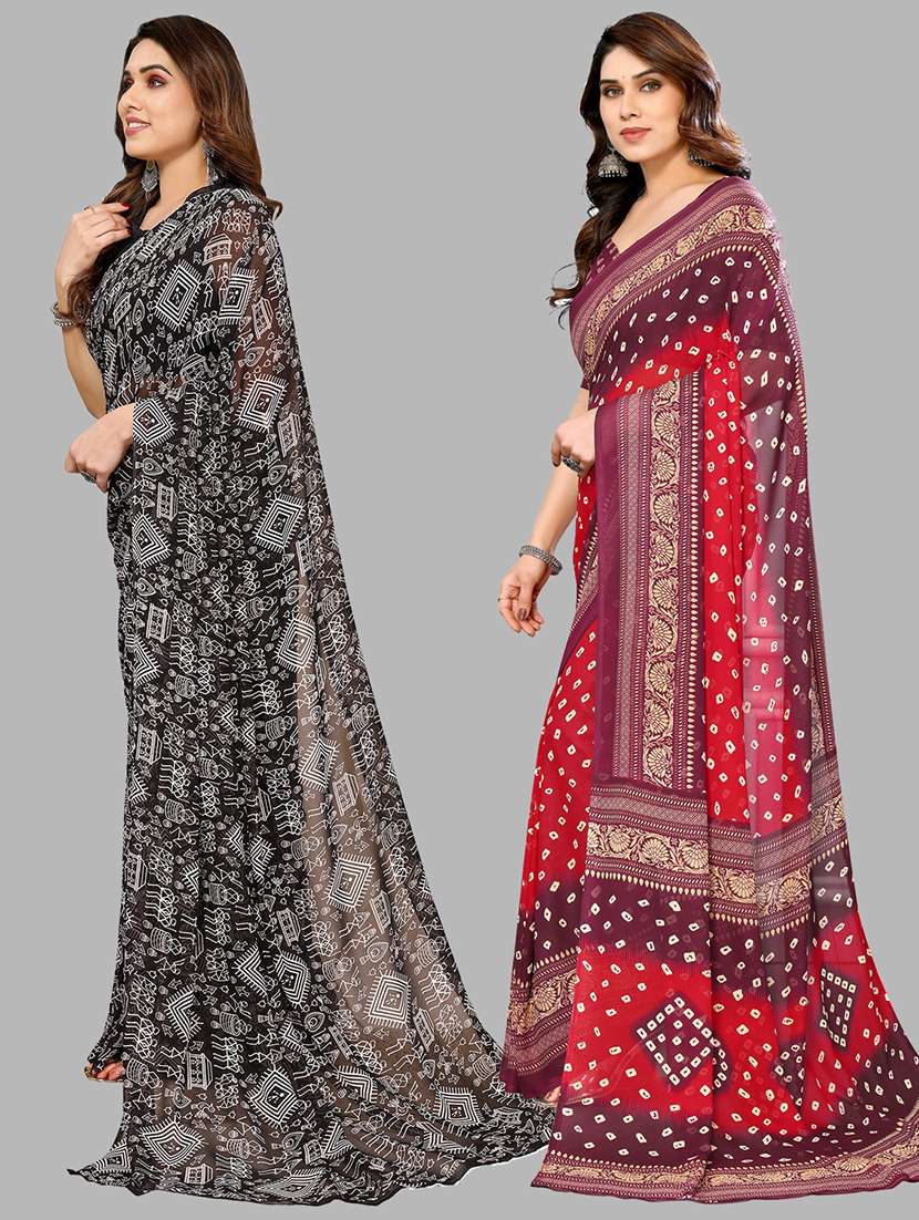 women pack of 2 printed saree with blouse - 21402390 -  Standard Image - 1