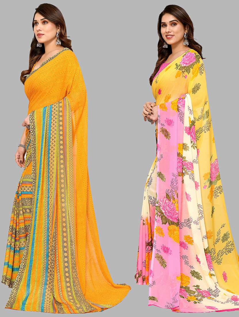 pack of 2 printed casual wear sarees with blouse - 21402403 -  Standard Image - 1