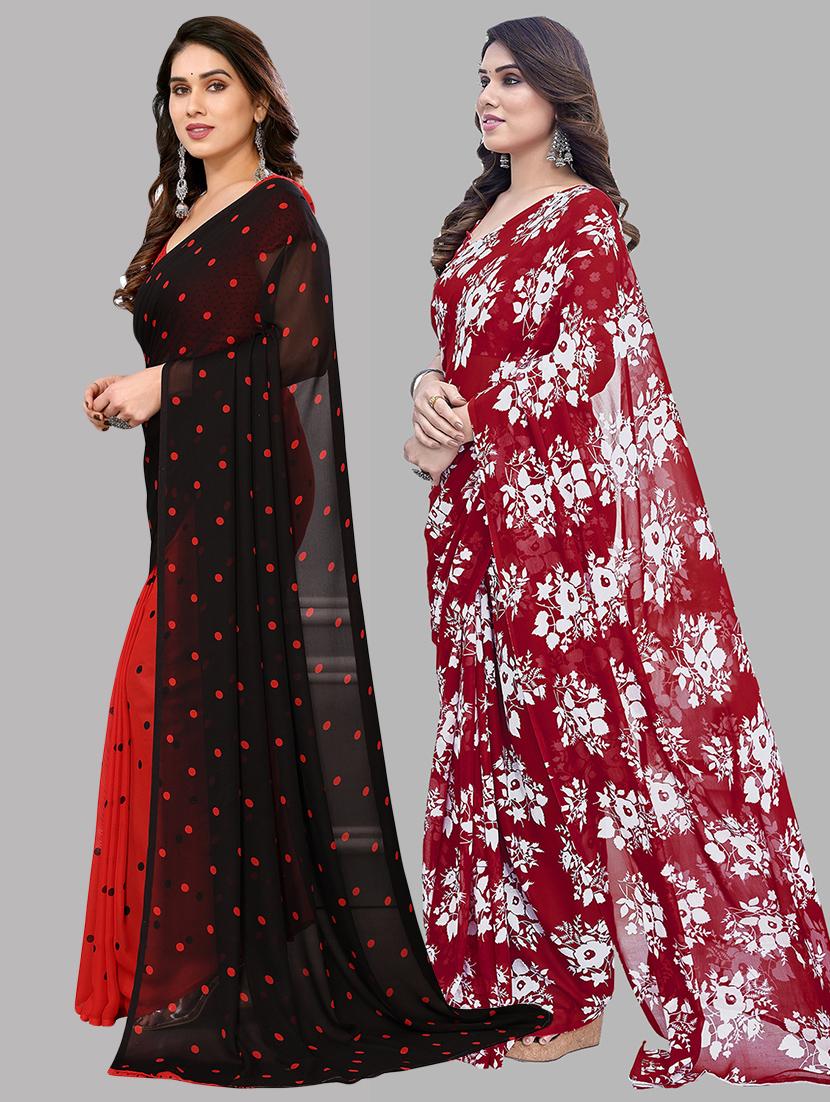 pack of 2 printed casual wear sarees with blouse - 21402418 -  Standard Image - 1