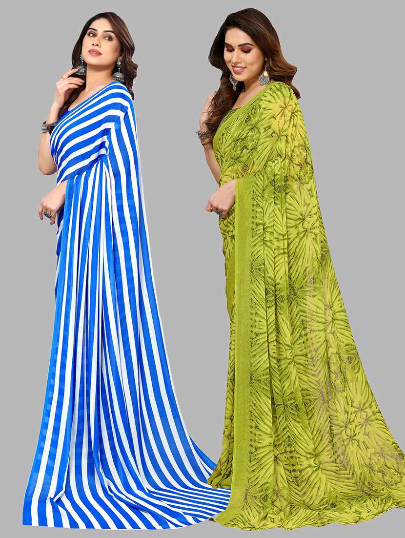 pack of 2 printed casual wear sarees with blouse - 21402438 -  Standard Image - 1