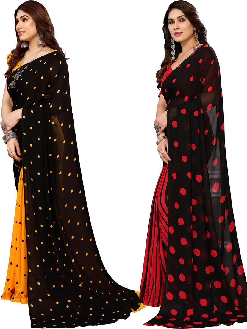 pack of 2 printed casual wear sarees with blouse - 21402452 - Standard Image - 1
