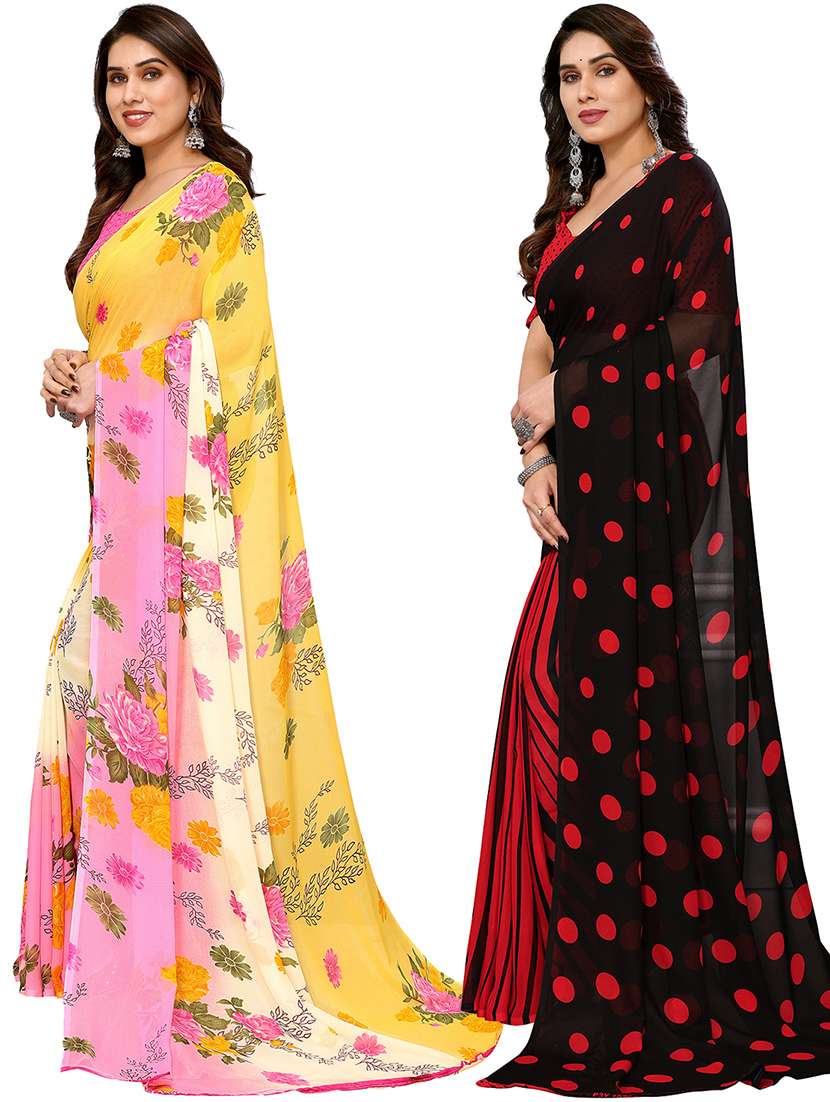 pack of 2 printed casual wear sarees with blouse - 21402601 -  Standard Image - 1