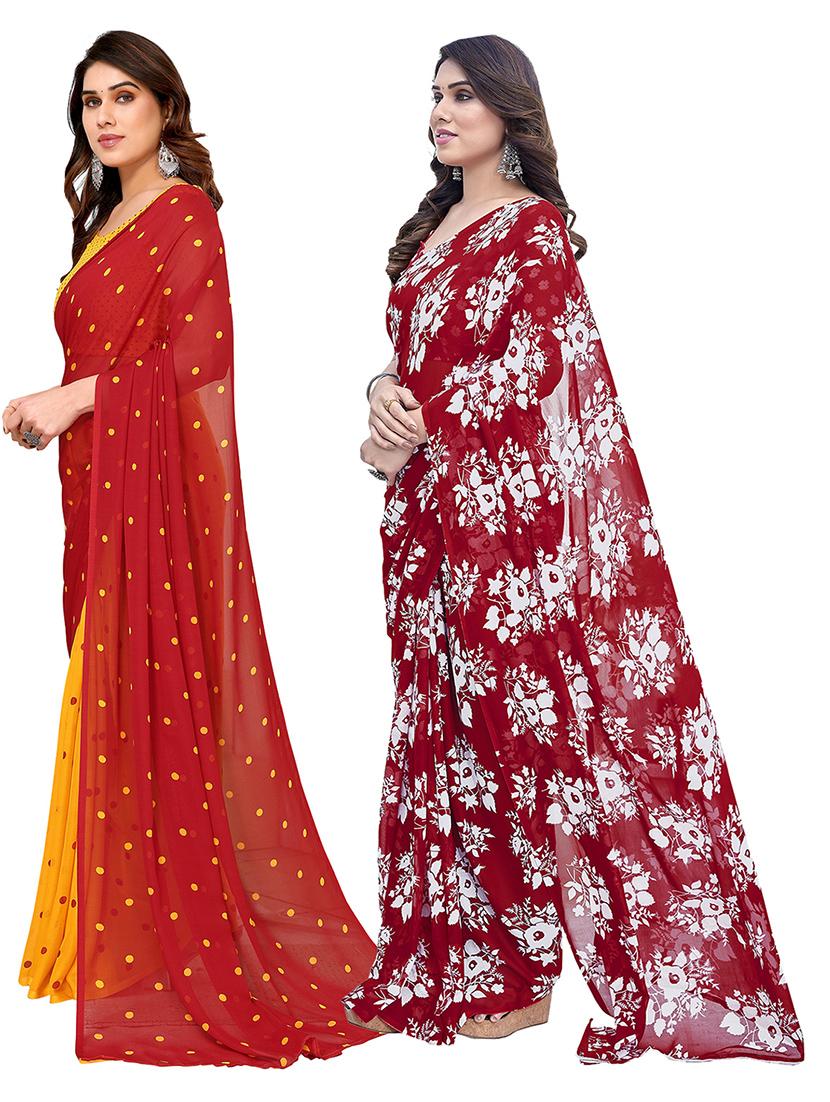 pack of 2 printed casual wear sarees with blouse - 21402625 -  Standard Image - 1