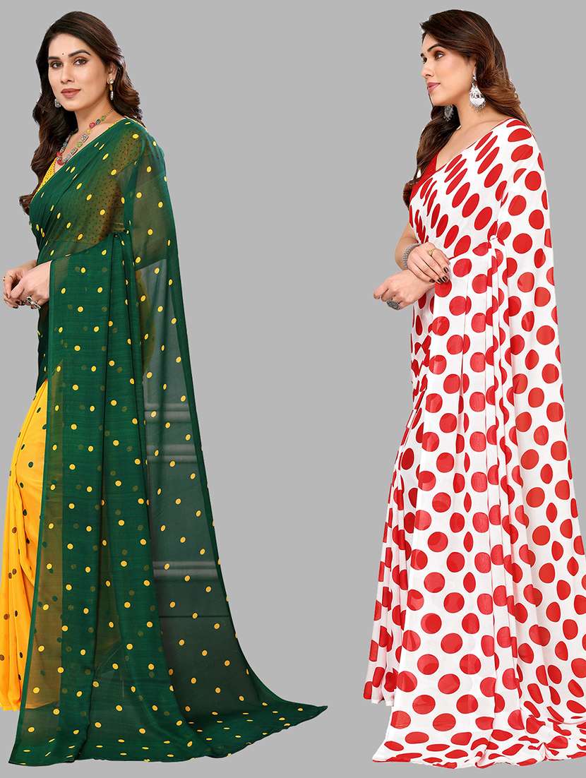 pack of 2 printed casual wear sarees with blouse - 21402649 -  Standard Image - 1