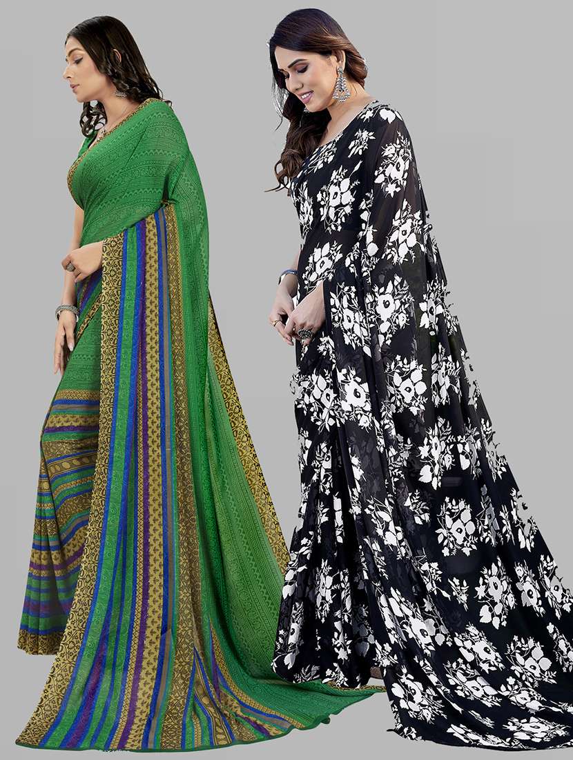 pack of 2 printed casual wear sarees with blouse - 21402683 -  Standard Image - 1
