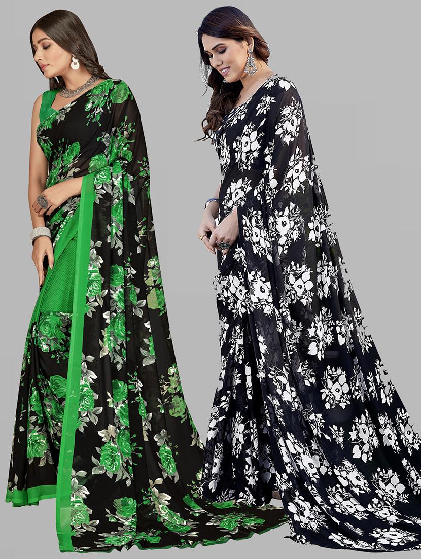 pack of 2 printed casual wear sarees with blouse - 21402708 - Standard Image - 1