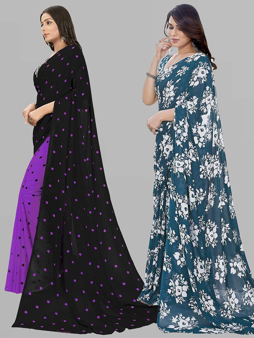 pack of 2 printed casual wear sarees with blouse - 21402717 -  Standard Image - 1