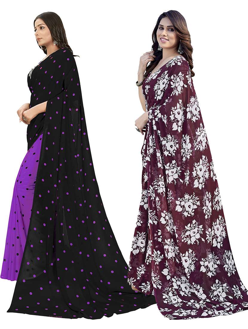 pack of 2 printed casual wear sarees with blouse - 21402725 -  Standard Image - 1