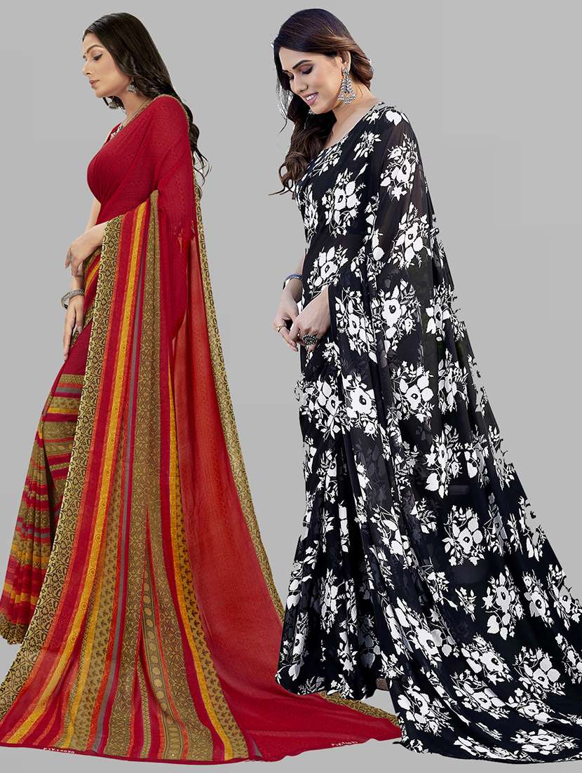 pack of 2 printed casual wear sarees with blouse - 21402733 -  Standard Image - 1