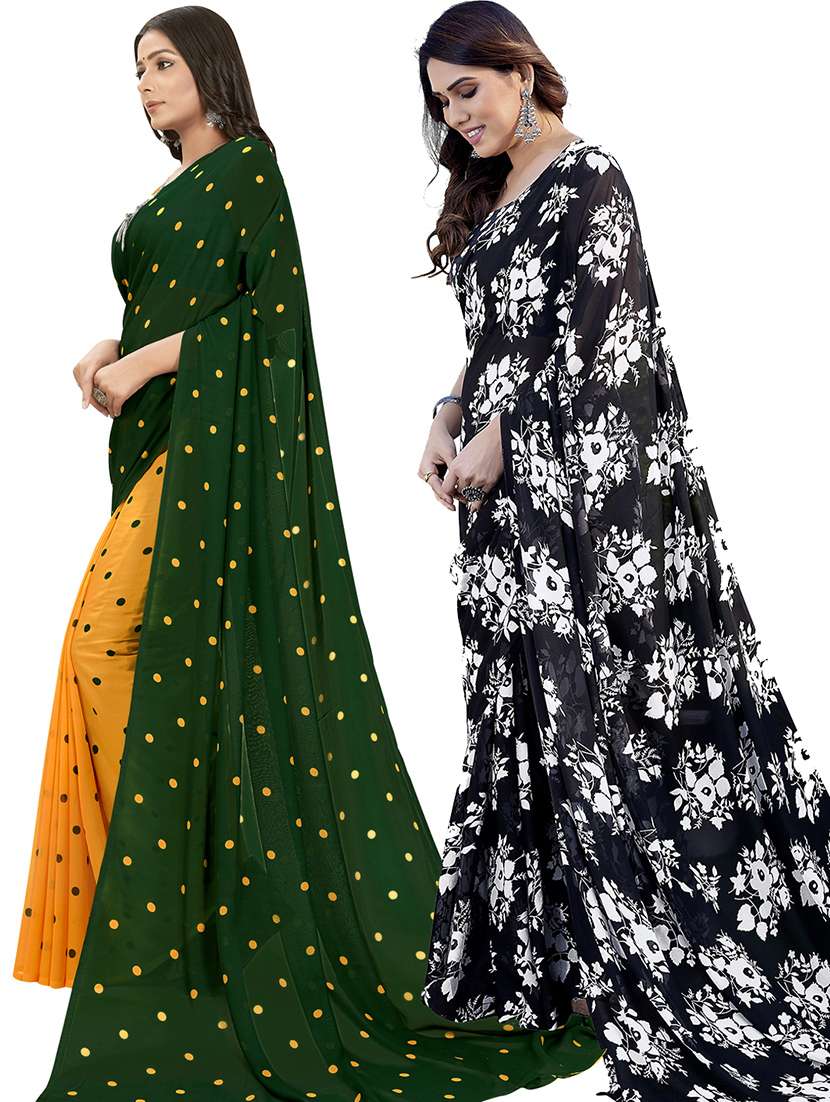 women pack of 2 printed saree with blouse - 21402760 -  Standard Image - 1