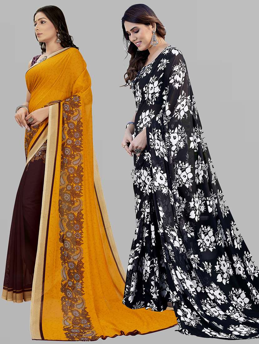 pack of 2 printed casual wear sarees with blouse - 21402834 -  Standard Image - 1