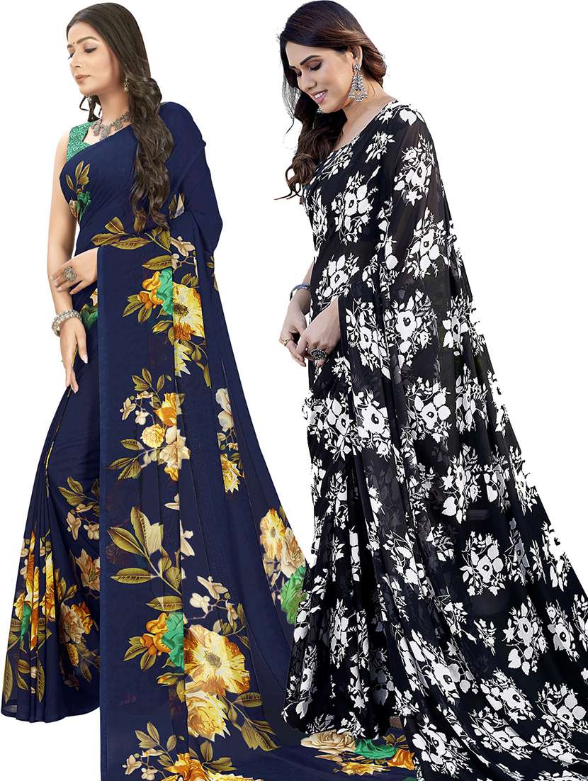 pack of 2 printed casual wear sarees with blouse - 21402901 -  Standard Image - 1