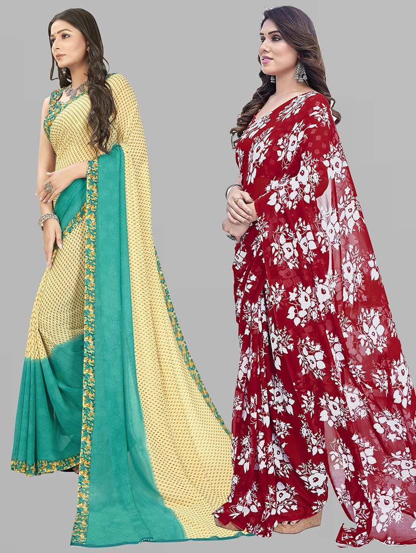 pack of 2 casual wear combo sarees with blouse - 21402911 -  Standard Image - 1