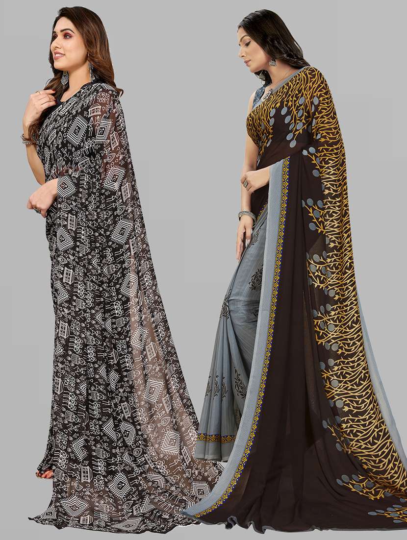 pack of 2 casual wear combo sarees with blouse - 21402986 -  Standard Image - 1