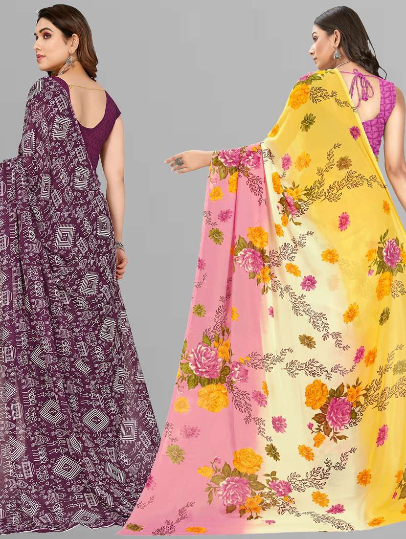 women pack of 2 casual wear combo sarees with blouse - 21403000 -  Standard Image - 1