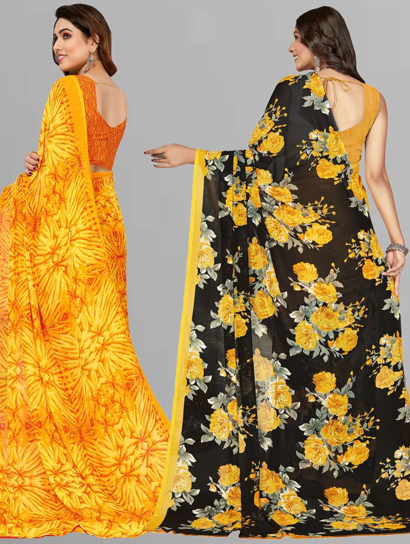 women pack of 2 casual wear combo sarees with blouse - 21403027 -  Standard Image - 1