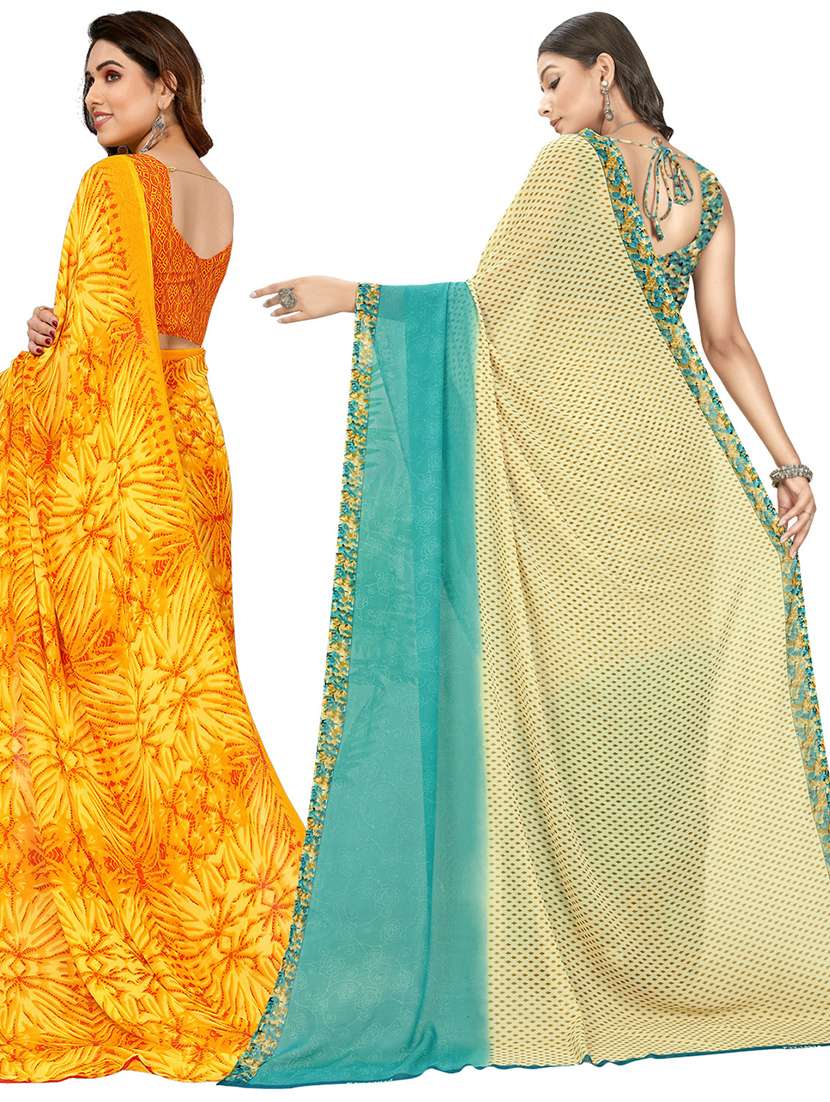 women pack of 2 casual wear combo sarees with blouse - 21403069 -  Standard Image - 1