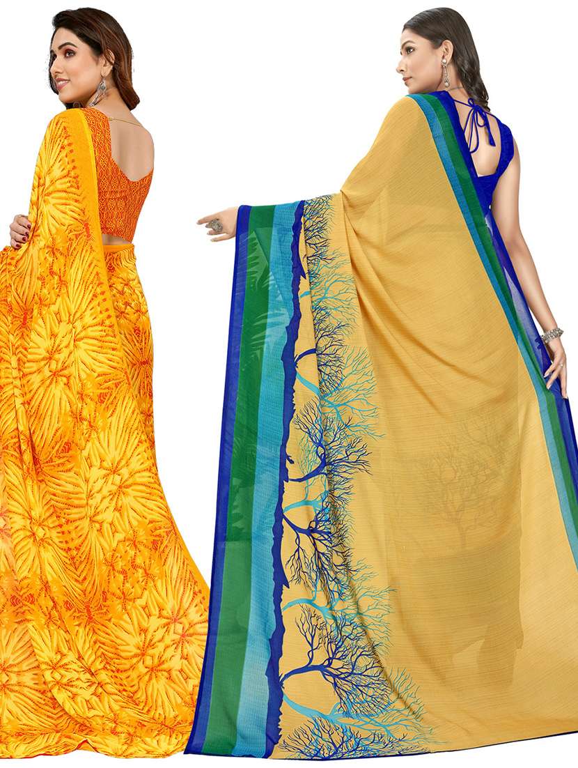 women pack of 2 casual wear combo sarees with blouse - 21403082 -  Standard Image - 1