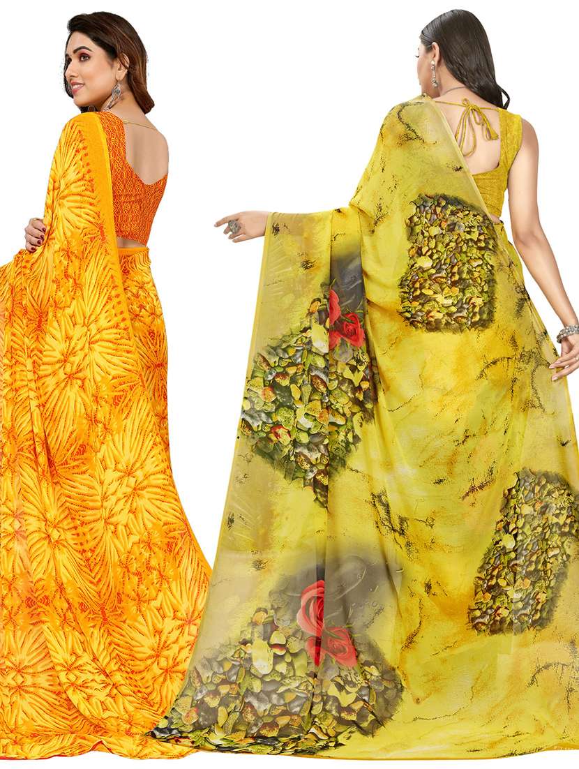 women pack of 2 casual wear combo sarees with blouse - 21403093 -  Standard Image - 1