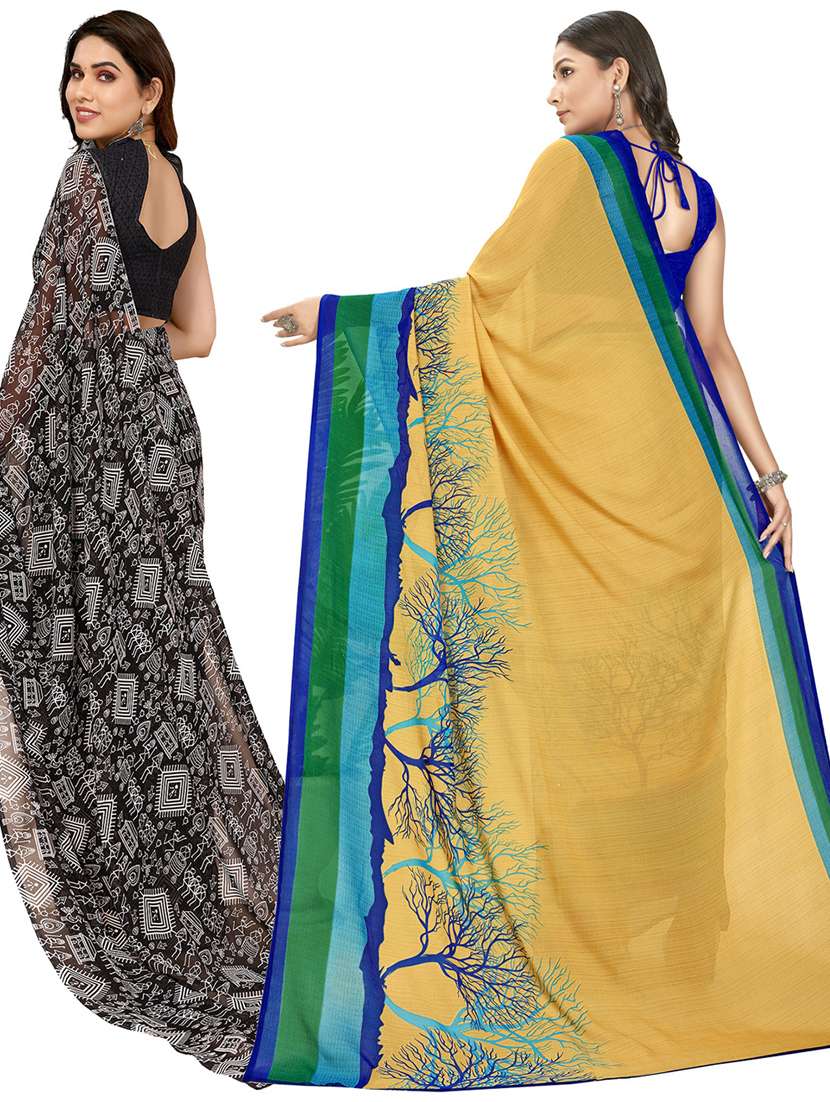 women pack of 2 casual wear sarees with blouse - 21403095 -  Standard Image - 1