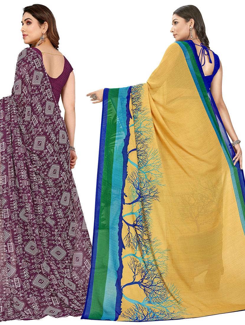 women pack of 2 casual wear sarees with blouse - 21403101 - Standard Image - 1