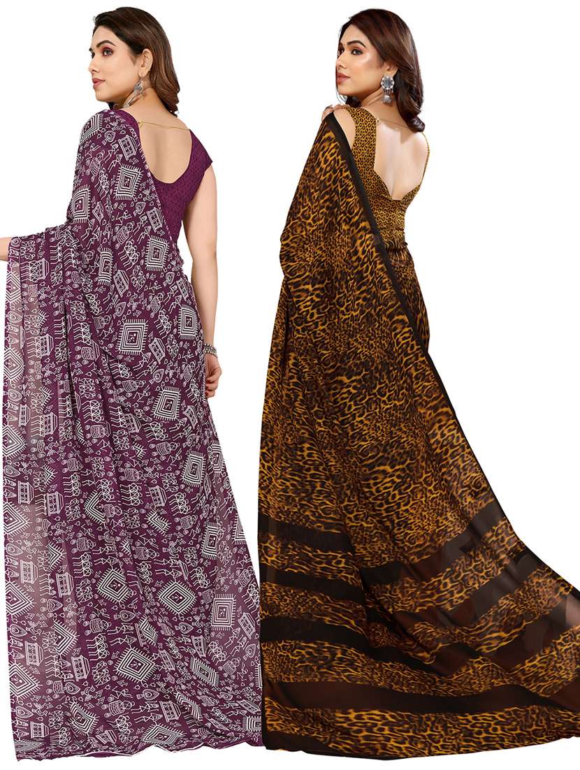 women pack of 2 casual wear combo sarees with blouse - 21403106 -  Standard Image - 1