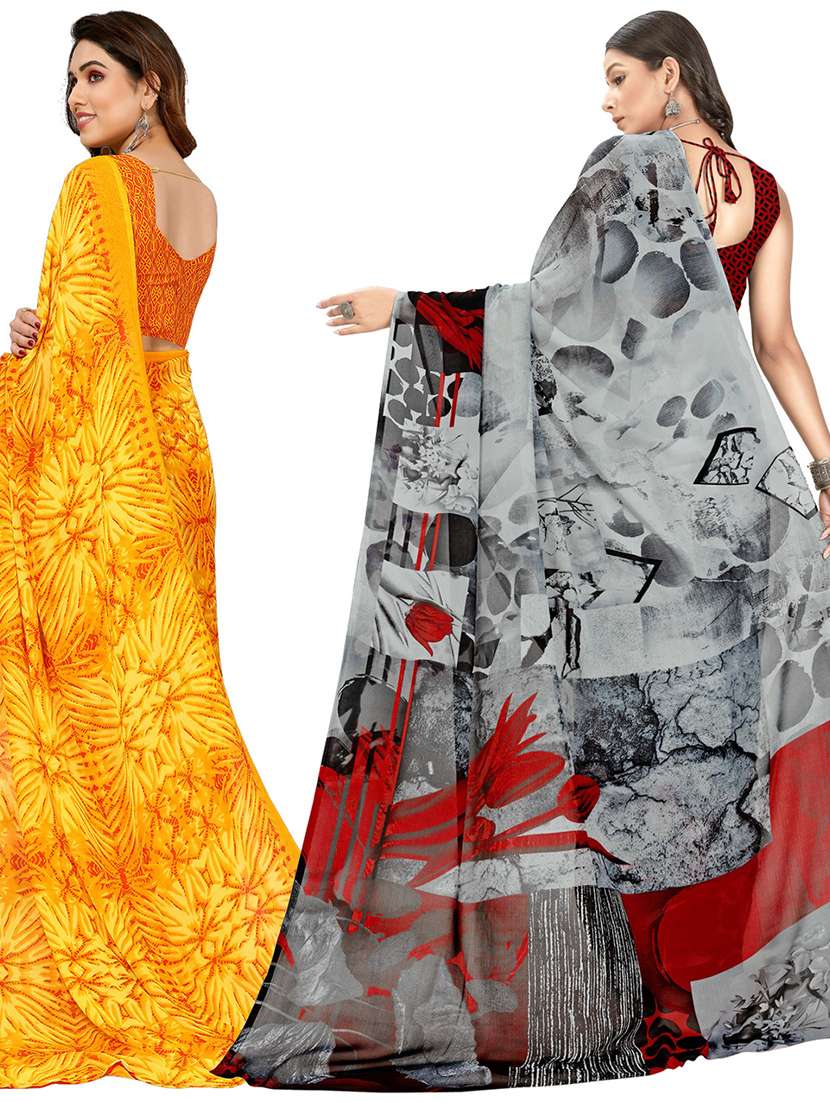 women pack of 2 casual wear sarees with blouse - 21403117 -  Standard Image - 1