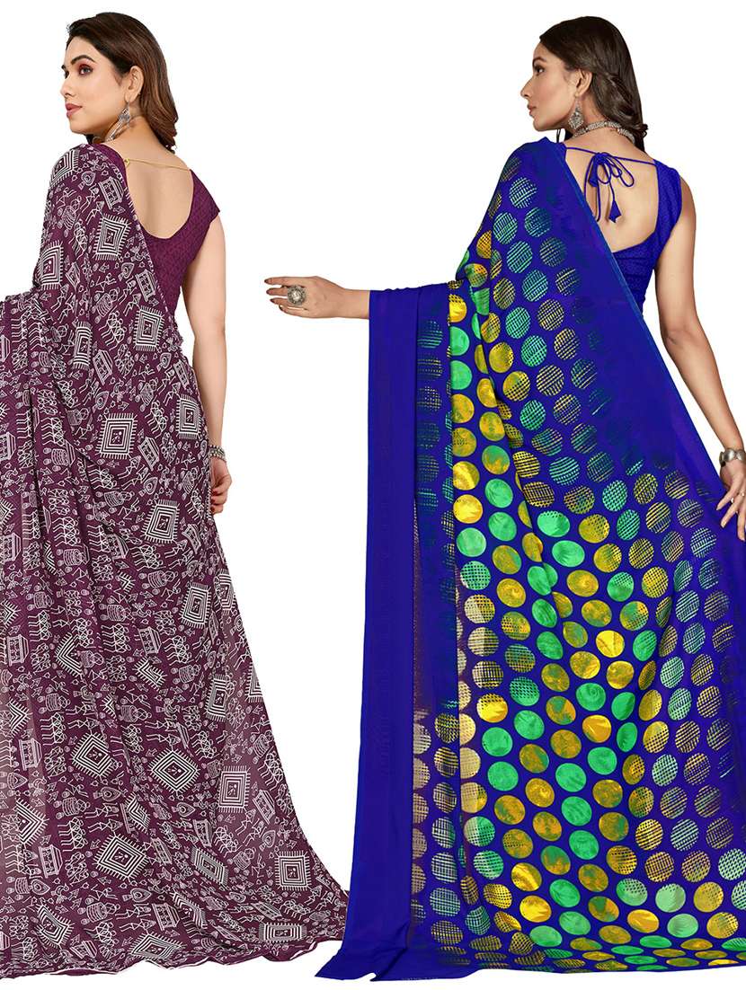 women pack of 2 casual wear sarees with blouse - 21403123 -  Standard Image - 1