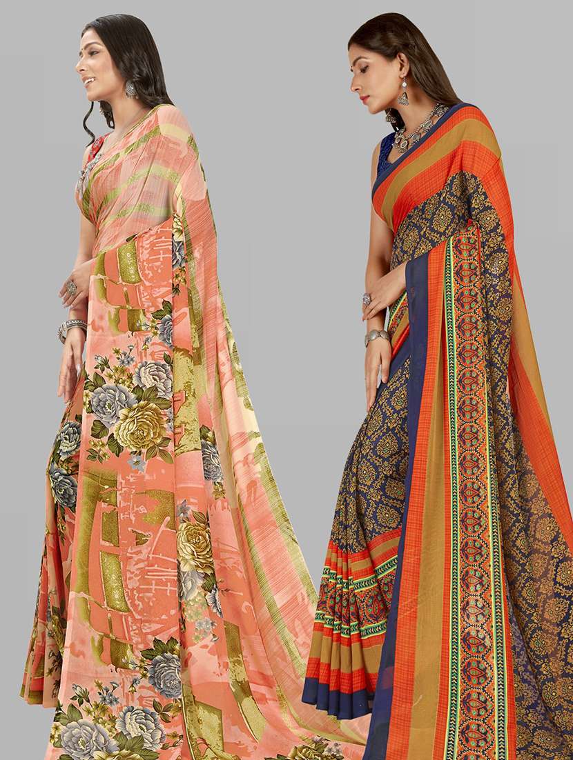 pack of 2 casual wear combo sarees with blouse - 21406010 -  Standard Image - 1