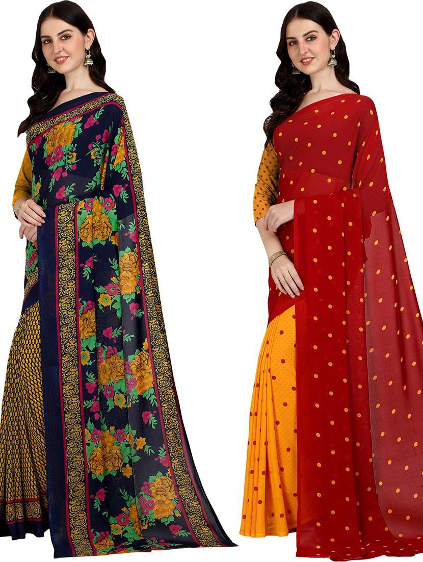 pack of 2 printed casual wear sarees with blouse - 21406024 -  Standard Image - 1